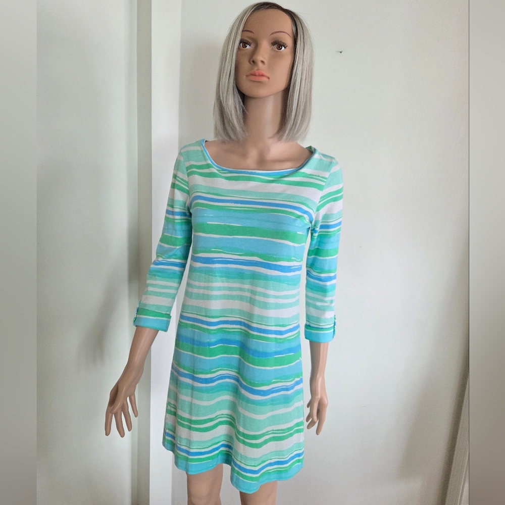 Lilly Pulitzer Linden Dress Seaspray Blue Sea Stripe Size XS